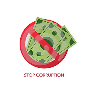 Stop corruption. Businessman refusing the offered bribe. Vector illustration